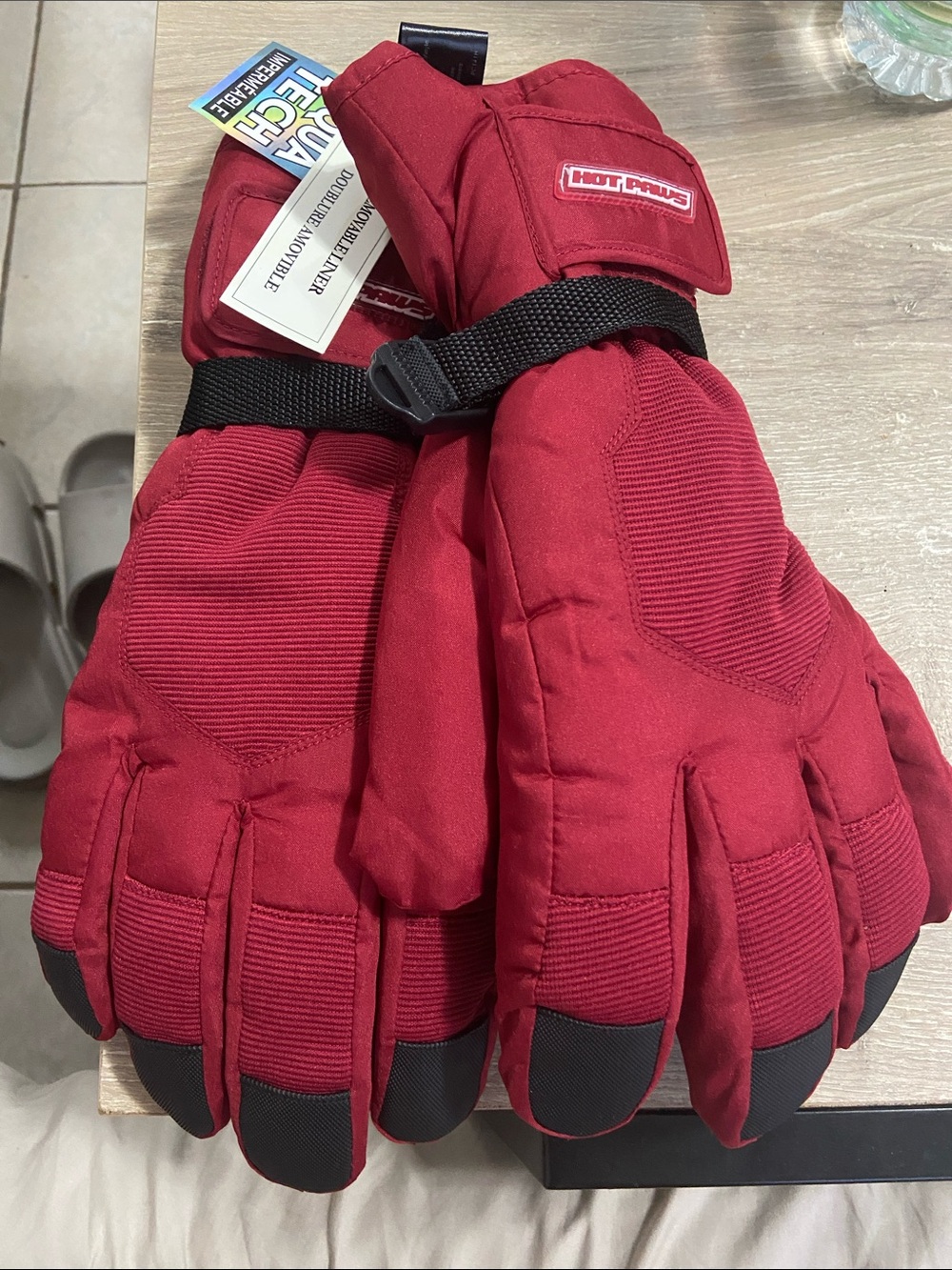 Vintage Hot Paws Red Waterproof Winter Gloves